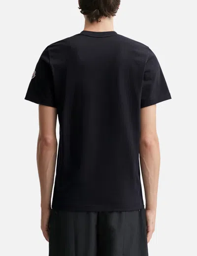 Moncler Blue T-shirt With Embroidered Tricolor Logo