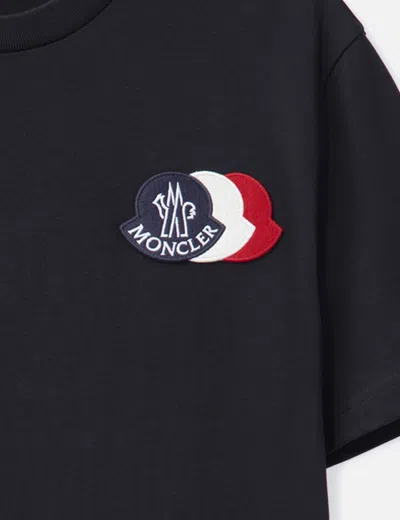 Moncler Blue T-shirt With Embroidered Tricolor Logo