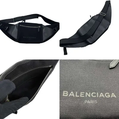 Pre-owned Balenciaga Black Canvas Leather Fanny Pack Pouch Sling Bag ()