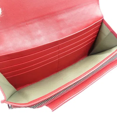 Pre-owned Bottega Veneta Red Color Intrecciato Long Wallet (bi-fold) ()