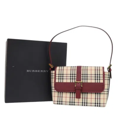 Pre-owned Burberry Beige Canvas Leather Handbag Shoulder Bag ()