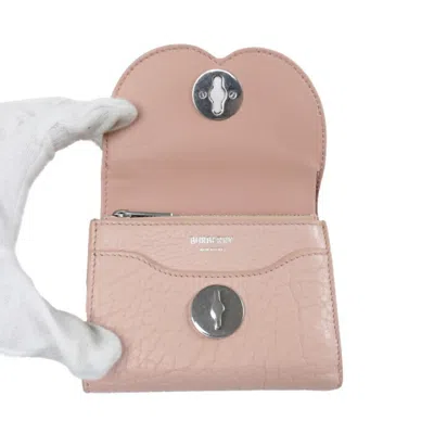Pre-owned Burberry Pink Leather Wallet (tri-fold) ()