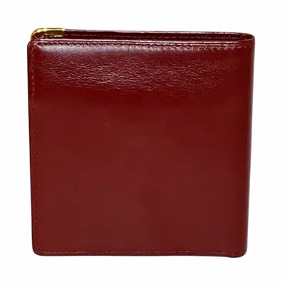 Pre-owned Cartier Bordeaux Leather Wallet (bi-fold) () In Burgundy