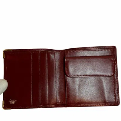 Pre-owned Cartier Bordeaux Leather Wallet (bi-fold) () In Burgundy
