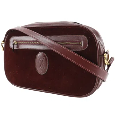 Pre-owned Cartier Bordeaux Suede Leather Shoulder Bag ()