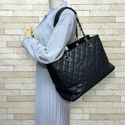 Pre-owned Chanel Black Caviar Leather Tote Bag ()