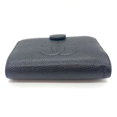 Pre-owned Chanel Black Grained Calfskin Wallet (bi-fold) ()
