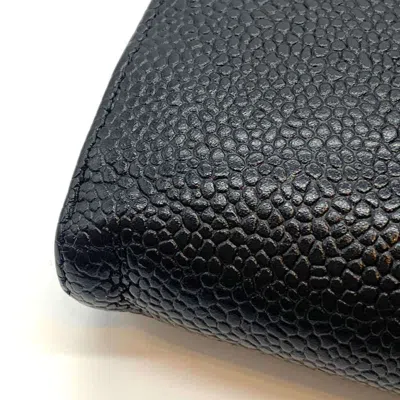Pre-owned Chanel Black Grained Calfskin Wallet (bi-fold) ()