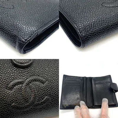 Pre-owned Chanel Black Grained Calfskin Wallet (bi-fold) ()