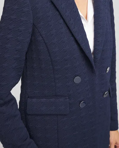 Chico's Textured Double-breasted Knit Blazer In Blue In Blue