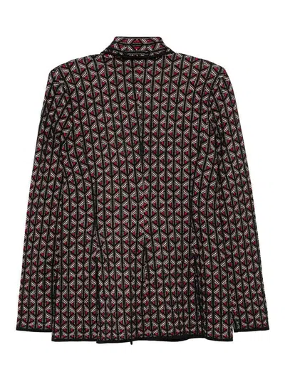Diane Von Furstenberg Tailored Single-breasted Jacket With Geometric Pattern In Black