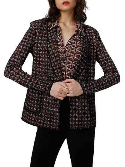 Diane Von Furstenberg Tailored Single-breasted Jacket With Geometric Pattern In Black