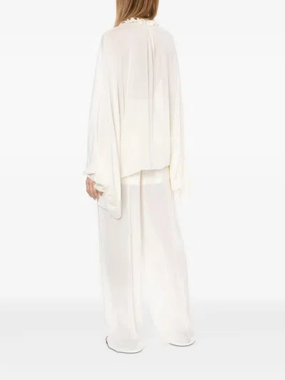 Philosophy Di Lorenzo Serafini Silk-acetate Blend Top With Ruffled Front In Neutral