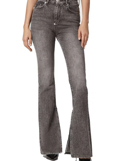 Philipp Plein Flared High-waisted Jeans With Split Hem Design In Brown
