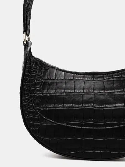 Philipp Plein Crocodile Texture Shoulder Bag With Adjustable Strap In Black