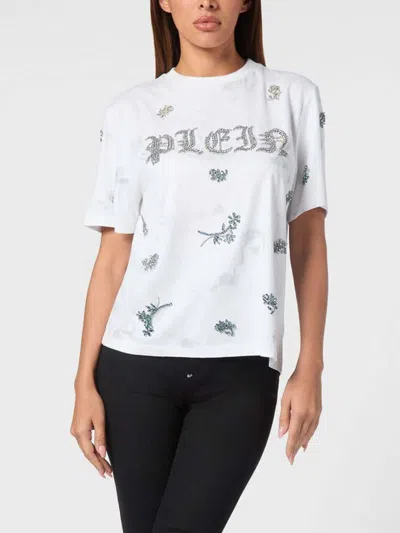 Philipp Plein Tie-dye T-shirt Man Fit Round Neck Ss Flowers In Multicolor