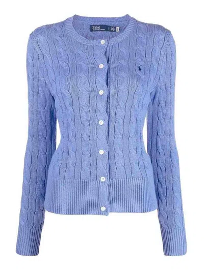 Polo Ralph Lauren Cable Knit Cotton Crew Neck Cardigan In New Litchfield Blue In Blue