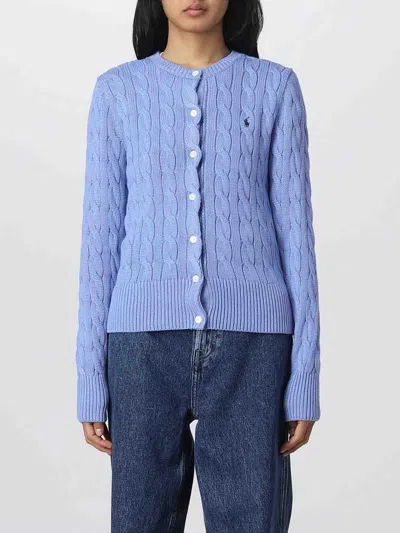 Polo Ralph Lauren Cable Knit Cotton Crew Neck Cardigan In New Litchfield Blue In Blue