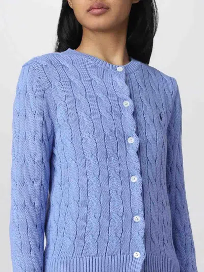 Polo Ralph Lauren Cable Knit Cotton Crew Neck Cardigan In New Litchfield Blue In Blue