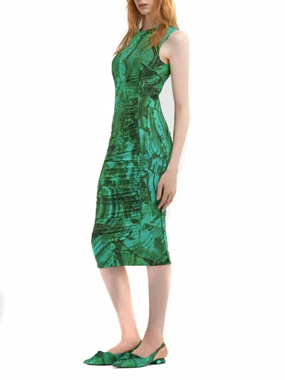 Roberto Cavalli Abstract-print Midi Dress In Green