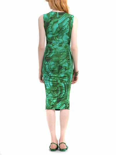 Roberto Cavalli Abstract-print Midi Dress In Green