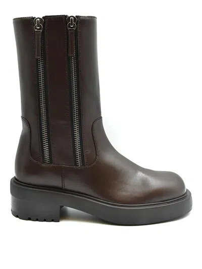 Giuseppe Zanotti Leather Ankle Boots In Brown