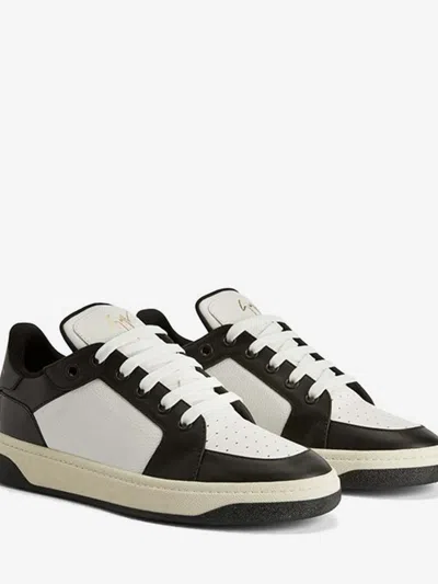 Giuseppe Zanotti Leather Sneakers With Patent Accents In Black