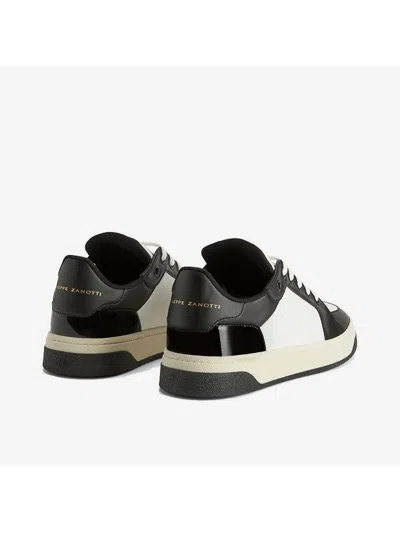Giuseppe Zanotti Leather Sneakers With Patent Accents In Black