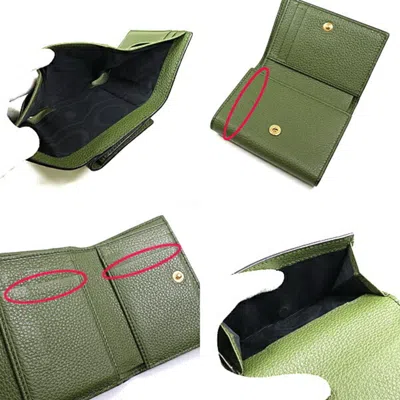 Pre-owned Gucci Green Khaki Leather Wallet (tri-fold) () In Multi