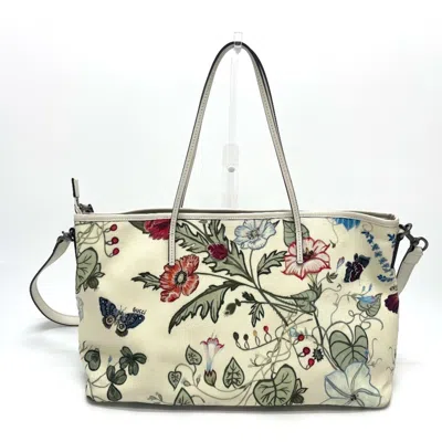 Pre-owned Gucci Ivory Multi-color Leather Pvc Shoulder Bag Tote Bag ()