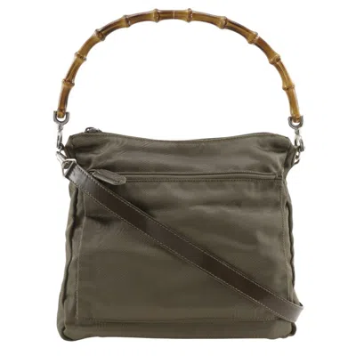 Pre-owned Gucci Khaki Nylon Canvas Shoulder Bag ()