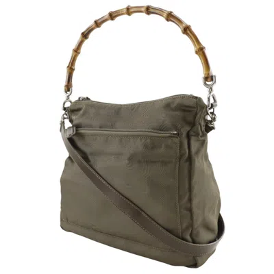 Pre-owned Gucci Khaki Nylon Canvas Shoulder Bag ()