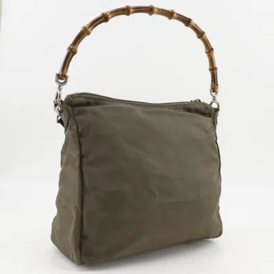 Pre-owned Gucci Khaki Nylon Canvas Shoulder Bag ()