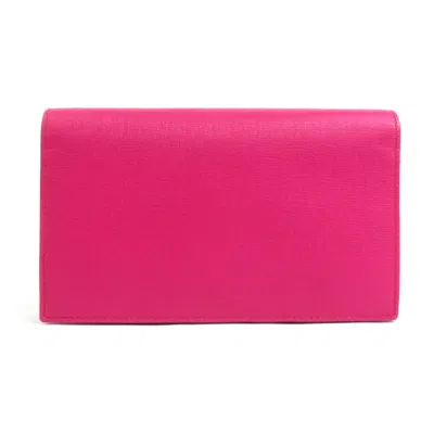 Pre-owned Gucci Pink Leather Chain/shoulder Wallet ()