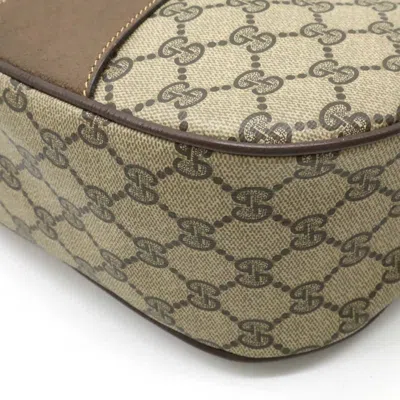 Pre-owned Gucci Sherry Line Beige Brown Green Red Color Pvc Leather Pochette Shoulder Bag ()