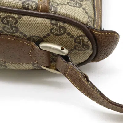 Pre-owned Gucci Sherry Line Beige Brown Green Red Color Pvc Leather Pochette Shoulder Bag ()