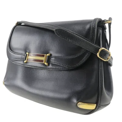 Pre-owned Gucci Sherry Line Black Leather Shoulder Bag ()