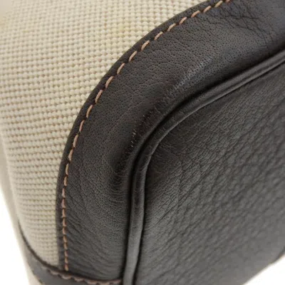 Pre-owned Hermes Beige Brown Marron Toile Officier Buffalo Leather Tote Bag ()