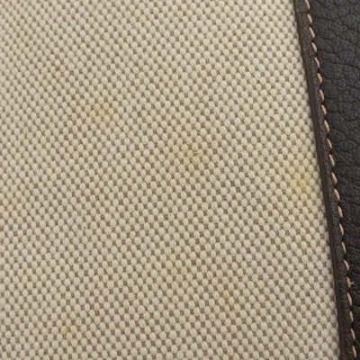 Pre-owned Hermes Beige Brown Marron Toile Officier Buffalo Leather Tote Bag ()