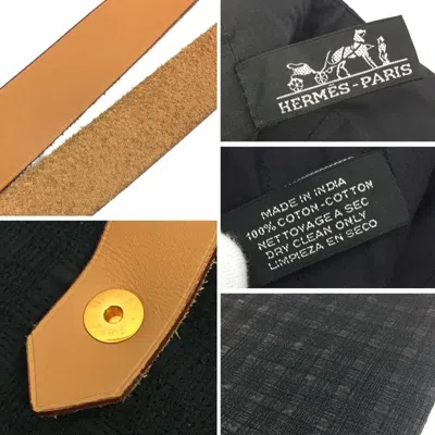 Pre-owned Hermes Black Canvas Leather Tote Bag ()