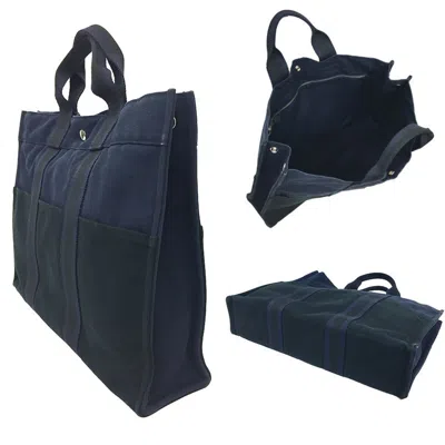 Pre-owned Hermes Black Navy Canvas Tote Bag ()