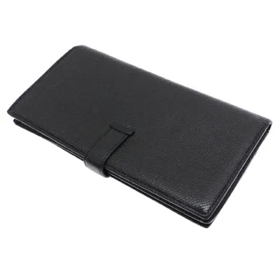 Pre-owned Hermes Black Noir Epsom Leather Long Wallet (bi-fold) ()