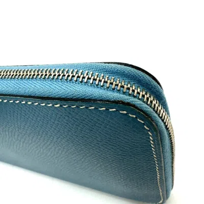 Pre-owned Hermes Blue Jean Epsom Leather Long Wallet (bi-fold) ()