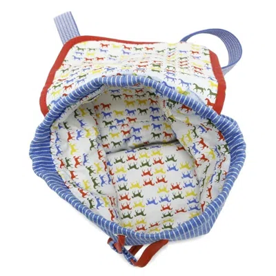Pre-owned Hermes Blue Red Color Canvas Backpack ()