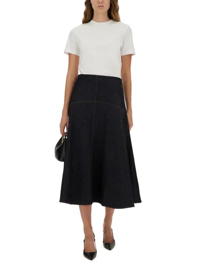 Jacquemus "de-nîmes Triangle" Denim Skirt In Black