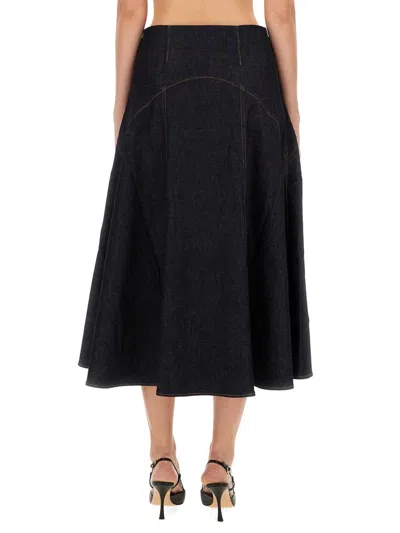 Jacquemus "de-nîmes Triangle" Denim Skirt In Black