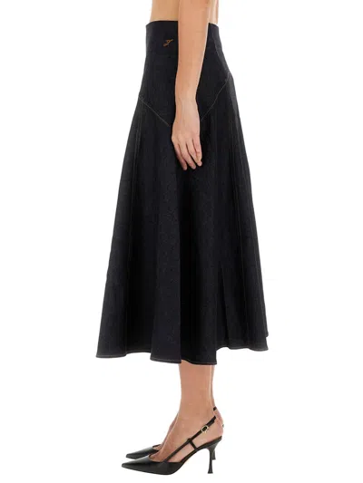 Jacquemus "de-nîmes Triangle" Denim Skirt In Black