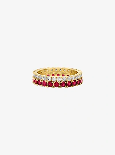 Michael Kors Gold Tone Pave Tennis Ring In Gold