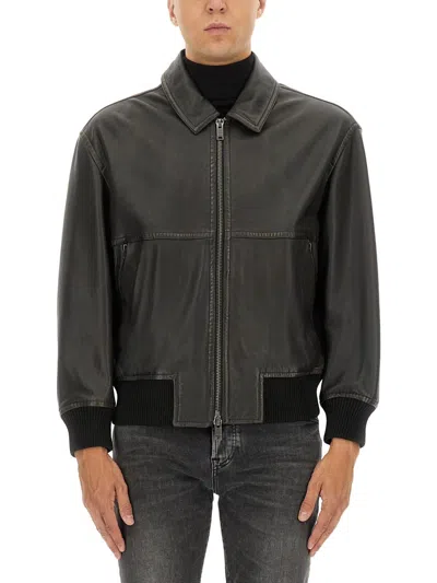 Hugo Boss Boss Leather Jacket In Black