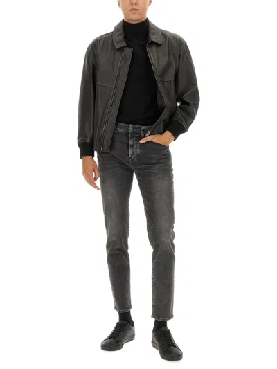 Hugo Boss Boss Leather Jacket In Black